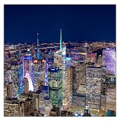 New York Manhattan Night Building Large Satin Scarf (square)