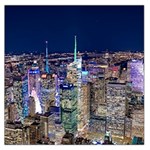 New York Manhattan Night Building Large Satin Scarf (Square) Front