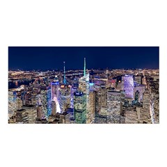 New York Manhattan Night Building Satin Shawl by Wegoenart