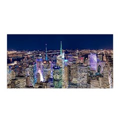 New York Manhattan Night Building Satin Wrap by Wegoenart