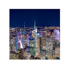 New York Manhattan Night Building Small Satin Scarf (square) by Wegoenart