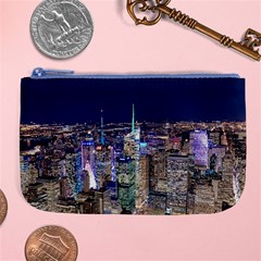 New York Manhattan Night Building Large Coin Purse by Wegoenart