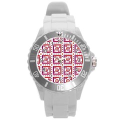 Background Abstract Square Round Plastic Sport Watch (l) by Wegoenart