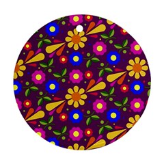 Pattern Illustration Background Round Ornament (two Sides)