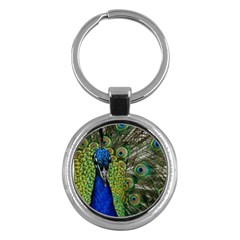 Peacock Close Up Plumage Bird Head Key Chains (round)  by Wegoenart