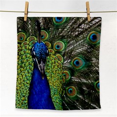 Peacock Close Up Plumage Bird Head Face Towel by Wegoenart