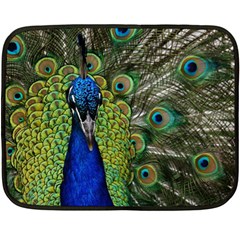 Peacock Close Up Plumage Bird Head Fleece Blanket (mini) by Wegoenart