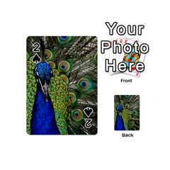 Peacock Close Up Plumage Bird Head Playing Cards 54 (mini) by Wegoenart