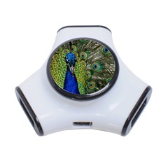 Peacock Close Up Plumage Bird Head 3-port Usb Hub by Wegoenart