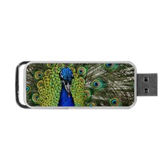 Peacock Close Up Plumage Bird Head Portable Usb Flash (two Sides) by Wegoenart