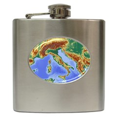 Italy Alpine Alpine Region Map Hip Flask (6 Oz) by Wegoenart