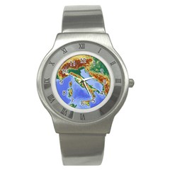 Italy Alpine Alpine Region Map Stainless Steel Watch by Wegoenart