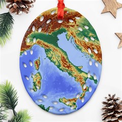 Italy Alpine Alpine Region Map Ornament (oval Filigree) by Wegoenart