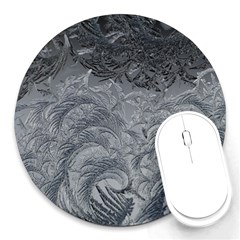 Abstract Ice Frost Crystals Frozen Round Mousepads by Wegoenart