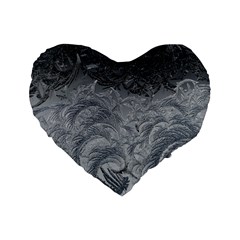 Abstract Ice Frost Crystals Frozen Standard 16  Premium Heart Shape Cushions by Wegoenart