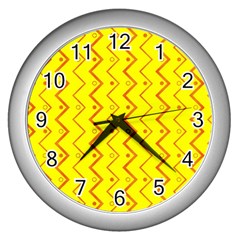 Yellow Background Abstract Wall Clock (silver)