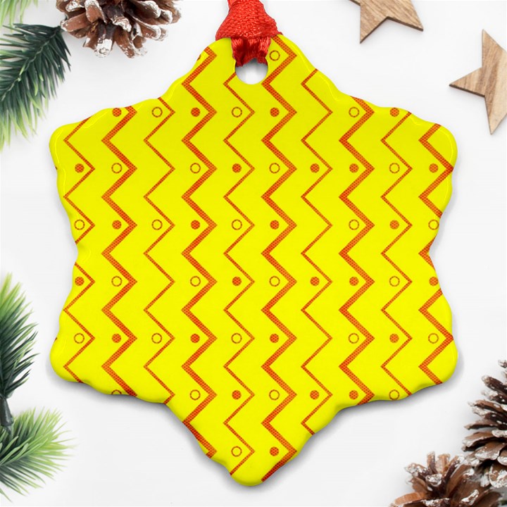 Yellow Background Abstract Snowflake Ornament (Two Sides)