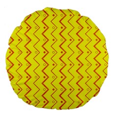 Yellow Background Abstract Large 18  Premium Flano Round Cushions by Wegoenart