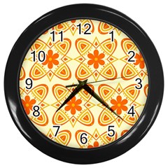 Background Floral Forms Flower Wall Clock (black) by Wegoenart