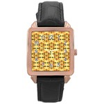 Abstract Background Vintage Rose Gold Leather Watch  Front