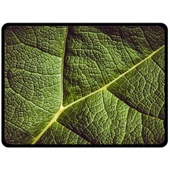 Green Leaf Giant Rhubarb Mammoth Sheet Fleece Blanket (large)  by Wegoenart