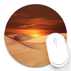 Desert Sun Landscape Sunset Dune Round Mousepads by Wegoenart