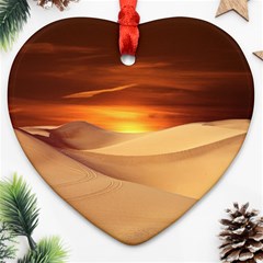 Desert Sun Landscape Sunset Dune Ornament (heart) by Wegoenart