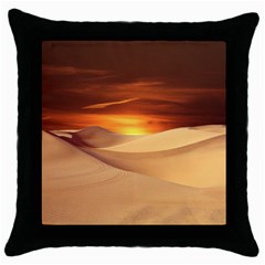 Desert Sun Landscape Sunset Dune Throw Pillow Case (black)