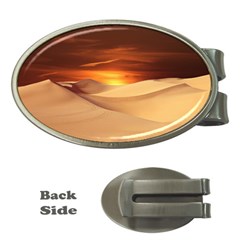 Desert Sun Landscape Sunset Dune Money Clips (oval)  by Wegoenart