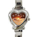 Desert Sun Landscape Sunset Dune Heart Italian Charm Watch Front