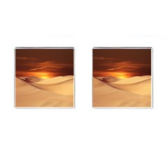 Desert Sun Landscape Sunset Dune Cufflinks (square) by Wegoenart