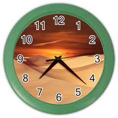 Desert Sun Landscape Sunset Dune Color Wall Clock by Wegoenart