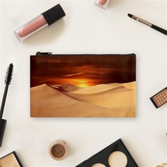 Desert Sun Landscape Sunset Dune Cosmetic Bag (small) by Wegoenart