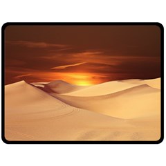 Desert Sun Landscape Sunset Dune Fleece Blanket (large)  by Wegoenart