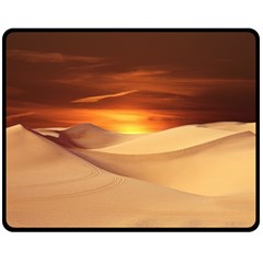 Desert Sun Landscape Sunset Dune Fleece Blanket (medium)  by Wegoenart