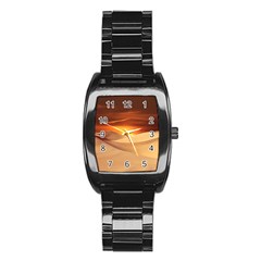 Desert Sun Landscape Sunset Dune Stainless Steel Barrel Watch by Wegoenart