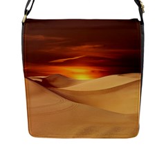 Desert Sun Landscape Sunset Dune Flap Closure Messenger Bag (l) by Wegoenart