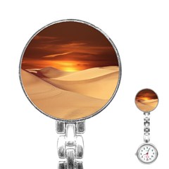 Desert Sun Landscape Sunset Dune Stainless Steel Nurses Watch by Wegoenart