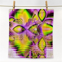 Golden Violet Crystal Palace, Abstract Cosmic Explosion Face Towel by DianeClancy