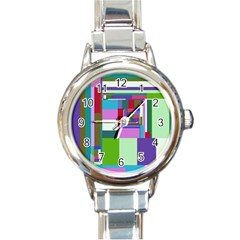 Fractal Gradient Colorful Infinity Art Round Italian Charm Watch by Wegoenart