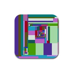 Fractal Gradient Colorful Infinity Art Rubber Square Coaster (4 Pack)  by Wegoenart