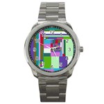 Fractal Gradient Colorful Infinity Art Sport Metal Watch Front