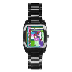 Fractal Gradient Colorful Infinity Art Stainless Steel Barrel Watch by Wegoenart