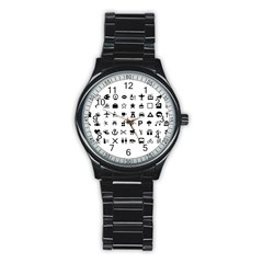 Icons Set Symbols Collection Stainless Steel Round Watch by Wegoenart