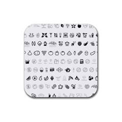 Vegan Vegetarian Icons Food Eat Rubber Coaster (square)  by Wegoenart