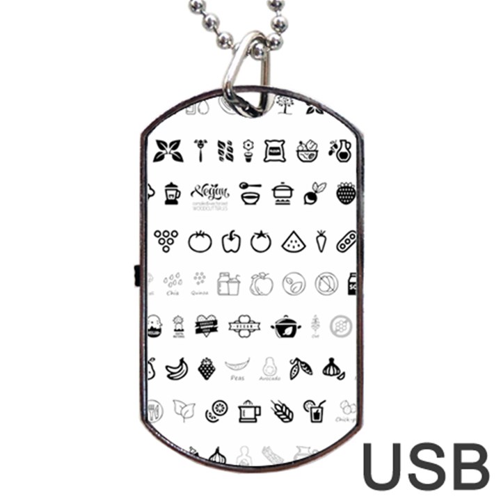 Vegan Vegetarian Icons Food Eat Dog Tag USB Flash (Two Sides)