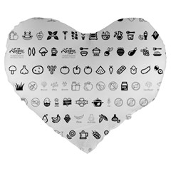 Vegan Vegetarian Icons Food Eat Large 19  Premium Heart Shape Cushions by Wegoenart