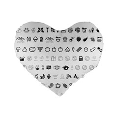 Vegan Vegetarian Icons Food Eat Standard 16  Premium Flano Heart Shape Cushions by Wegoenart