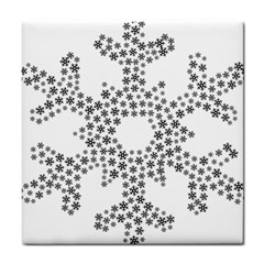 Snowflake Silhouette Fractal Tile Coasters by Wegoenart