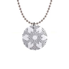 Snowflake Silhouette Fractal 1  Button Necklace by Wegoenart